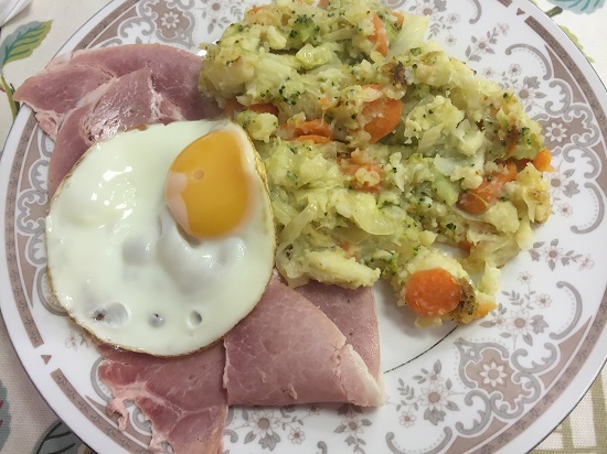 Really tasty Bubble and Squeak, ham and egg for main #glutenfree #dairyfree #soyafree #nutfree