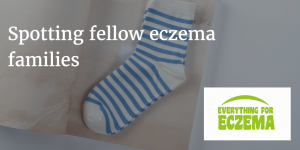 Spotting fellow eczema families - they don't wear man made fibres.  An image of a sock